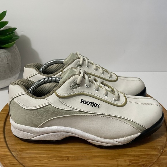 FootJoy GreenJoys White Leather Spiked Golf Shoe Women 8 Retro Athletic Sneaker - Picture 2 of 9